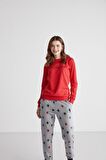 U.S Polo Assn 16958 Kadın Kırmızı Patlı Pijama Takım