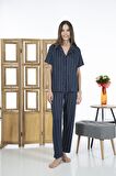 Estiva 24156 Kadın Kısa Kol Boydan Düğmeli Gömlek Pijama Takımı