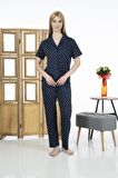 Estiva 24151 Kadın Kısa Kol Boydan Düğmeli Gömlek Pijama Takımı