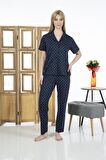Estiva 24151 Kadın Kısa Kol Boydan Düğmeli Gömlek Pijama Takımı