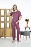 Estiva 24137 Kadın Kısa Kol Puantiyeli Pijama Takım