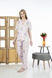 Estiva 24125 Kadın Kittycorn Kısa Kol Önden Düğmeli Yazlık Penye Pijama Takımı