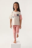 .1809 Lisanslı Rose Bej Kız Çocuk Pijama Takımı