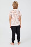. 1358 Flowered Erkek Çocuk Kısa Kol Pijama Takım