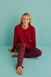 Gd Goldoremi 50902-55 Urban Style Milan Kumaş Uzun Kol Ekoseli Pijama Takımı