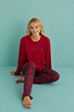Gd Goldoremi 50902-55 Urban Style Milan Kumaş Uzun Kol Ekoseli Pijama Takımı