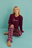 Gd Goldoremi 50902-54 Kadın Sleep Mode Milan Kumaş Uzun Kol Ekoseli Pijama Takım