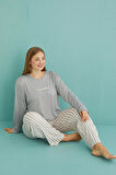 Gd Goldoremi 50802-19 Büyük Beden Kadın Amazing Milan Kumaş Pijama Takım