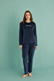Gd Goldoremi 13166-11 Kadın Ladies Night Kadife Uzun Kol Pijama Takım