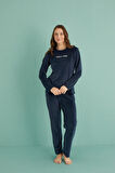 Gd Goldoremi 13166-11 Kadın Ladies Night Kadife Uzun Kol Pijama Takım