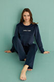 Gd Goldoremi 13166-11 Kadın Ladies Night Kadife Uzun Kol Pijama Takım