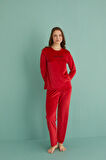 Gd Goldoremi 13166-18 Kadın Slient Night Kadife Uzun Kol Pijama Takım