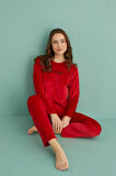 Gd Goldoremi 13166-18 Kadın Slient Night Kadife Uzun Kol Pijama Takım
