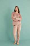 Gd Goldoremi 13165-9 Kadın Be Happy Kadife Manşetli Pijama Takım
