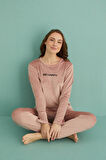 Gd Goldoremi 13165-9 Kadın Be Happy Kadife Manşetli Pijama Takım