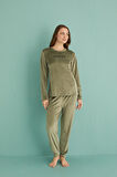 Gd Goldoremi 13165-11 Kadın Automn Vibes Kadife Manşetli Pijama Takım