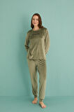 Gd Goldoremi 13165-11 Kadın Automn Vibes Kadife Manşetli Pijama Takım