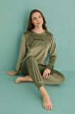 Gd Goldoremi 13165-11 Kadın Automn Vibes Kadife Manşetli Pijama Takım