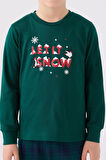 Arnetta 3131 Garson Noel Let İt Snow Erkek Çocuk Yeşil Uzun Kol Pijama Takım