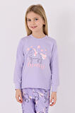 Roly Poly 3477 Garson  Princess Kız Çocuk Lila Uzun Kol Pijama Takım