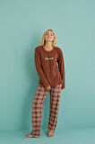 Gd Goldoremi 50902-53 Kadın Sleep Mode Ekose Uzun Kollu Pijama Takım