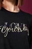 Pjs 26020 Kadın Love Yourself Yuvarlak Yaka Leopar Desen Uzun Kol Pijama Takım