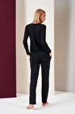 Pjs 26037 Kadın Gorgeous Patlı Biyeli Uzun Kol Pijama Takım
