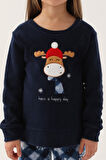 Arnetta 2661 Happy Snow Lacivert Kız Çocuk Uzun Kol Pijama Takım