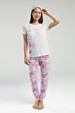 Roly Poly Dreams Are Meant To Fly Kadın Beyaz Kısa Kol Pijama Takım