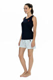 U.S. Polo Assn. 20061 Kadın Kalın Askılı Kalpli Şort Pijama Takım