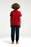 U.S. Polo Assn. Erkek Çocuk Yazılı Kırmızı Kısa Kol Paça Lastikli Pijama Takım