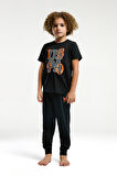 U.S. Polo Assn. Garson Erkek Çocuk Siyah Kısa Kol Paça Lastikli Pijama Takım