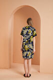 Pjs Kadın Çiçek Desenli Düğmeli Yaka Kısa Kol Viskon Elbise