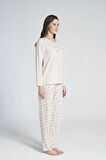 Gd Goldoremi 1711 Kadın Düğmeli Yaka Uzun Kollu Pijama Takım