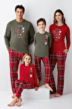 Arnetta Kadın Aile %100 Pamuklu 4 Mesim New Year Uzun Kollu Pijama Takım