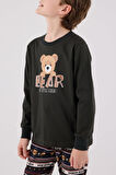 Arnetta Garson Erkek Çocuk Aile Bear My Little Friend %100 Pamuklu 4 Mevsim Uzun Kollu Pijama Takım