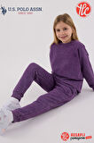 U.S Polo Assn. Kız Çocuk Mor Kalın 3 İplik Kumaş Uzun Kollu Lastikli Eşofman Takım