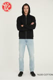 Kly Unisex Relax Fit Rahat Kesim %100 Pamuklu İçi Şardonsuz Çift Cepli Fermuarlı Kapüşonlu Sweatshirt