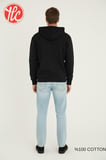 Kly Unisex Relax Fit Rahat Kesim %100 Pamuklu İçi Şardonsuz Çift Cepli Fermuarlı Kapüşonlu Sweatshirt