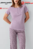 Pierre Cardin Paris Premium KadınBüyük Beden Modal Pamuklu Rahat Kalıp Kısa Kollu Kapri Pijama Takım