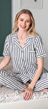 Alissa 6256 Kadın Çizgili Patlı Pijama Takımı