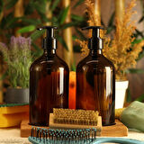 2'li 500 ml Amber Kahverengi Cam Etiketsiz Şişe