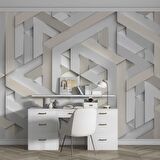 3 Boyutlu Geometrik Üçgen Kabartma Görünümlü Duvar Kağıdı Baskı