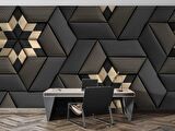 Gold Siyah Geometrik Şekilli Duvar Kağıdı