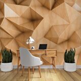 3 Boyutlu Ahşap Kabartma Duvar Kağıdı Baskı