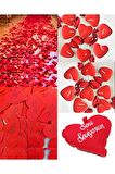 2500 Adet Kuru Gül + 365 Gün Söz Kartları + 50 Adet Kalpli Tealight Mum + 3 Seni Seviyorum Yastık