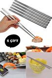 Metal Çin Çubuğu Yemek Çubukları 5 Çift Metal Chopstick 5 Çift Paslanmaz Çelik Çin Çubuğu