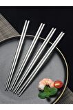 Metal Çin Çubuğu Yemek Çubukları 5 Çift Metal Chopstick 5 Çift Paslanmaz Çelik Çin Çubuğu