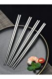 10 Çift Yemek Çubukları Metal Paslanmaz Ev hediyesi Çin Çubuğu Chopstick Çelik 10 Çift