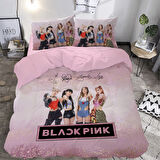 Pembe Black Pink Temalı Baskılı Çift Kişilik Nevresim Takımı